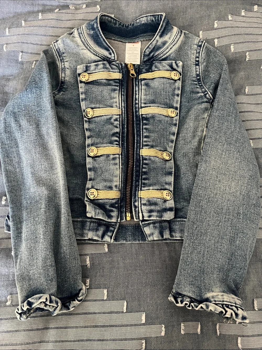 Gymboree Girls' Light Wash Denim Jacket with Gold Trim